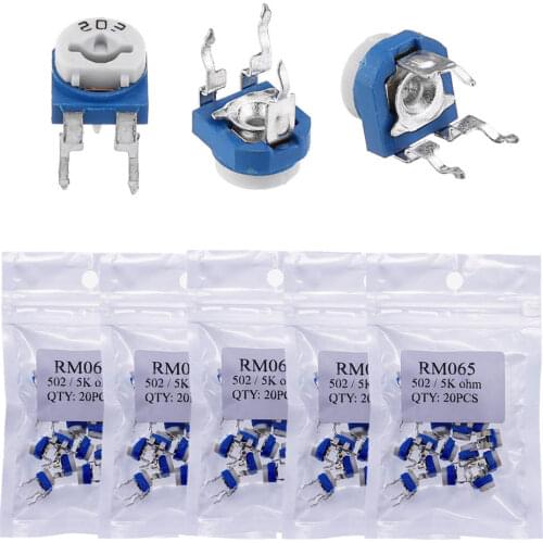 20pcs RM065 100 200 470 1K 3.3K 4.7K 10K 20K 30K 47K 100K 200K 300K 500K 1M Ohm Trimpot Trimmer Potentiometer Variable Resistor