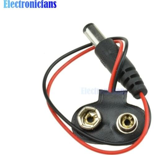 5PCS Experimental 9V Battery Snap Power Cable to DC 9V Clip Male Line Battery Adapter For Arduino Uno R3 DIY Jack Connector