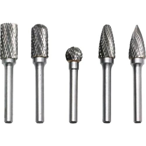 5Pcs Carbide Burrs 10mm Dia 6mm Shank Double Cut Rotary File Cutting Burs Tool Rotary Drill Die Grinder Bits