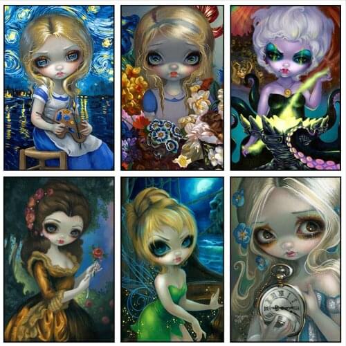 5D DIY Full Diamond Painting Disney Cartoon Princess Diamond Embroidery Cross Stitch Rhinestone Mosaic Home Decoration