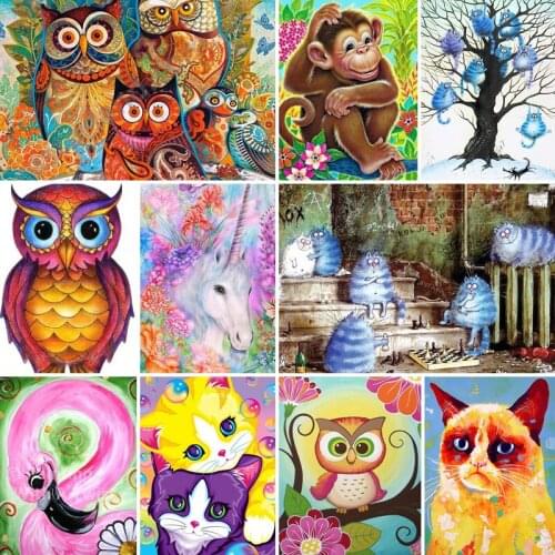 30x40x50x60x70 diamond painting 5D Full Square embroidery mosaic Cross Stitch animals Cute cartoon owl DIY home Decoration gift
