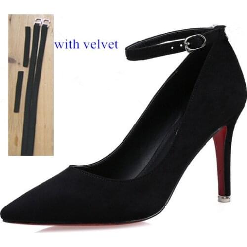 Cheap Price Velvet Solid Color Shoe Belt Ankle Shoe Tie For High Heel