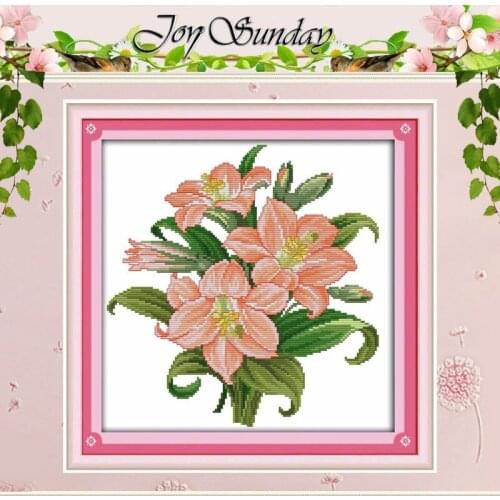 Free Shipping Handmade Lily Flower Patterns Counted Cross Stitch 11CT 14CT Chinese Cross Stitch Sets Embroidery Kits Needlework