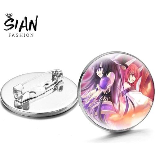 Anime Date Alive Brooches Himekawa Yoshino Cartoon Pattern Collection Handmade Glass Badge Jackets Schoolbag Lapel Pins Souvenir