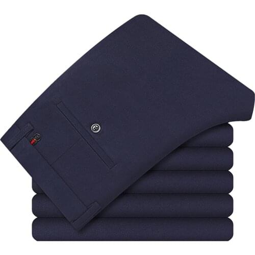 Business casual mens formal wool suit pants 2020 autumn and winter thick loose high waist trousers Classic straight-leg pants