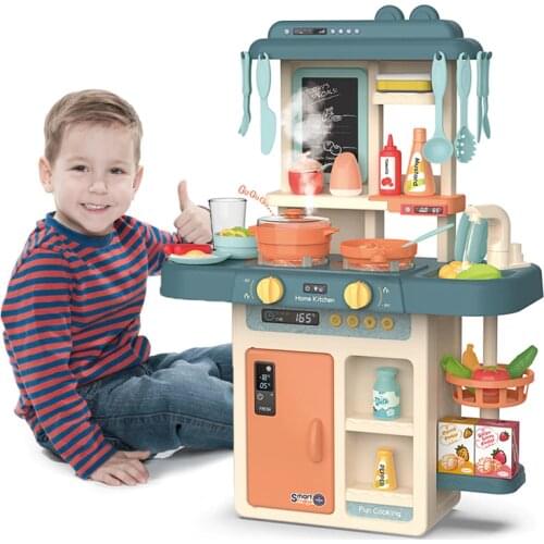 Kids Kitchen Pretend Play Simulation Kitchen toy Set With light and music Spray Kitchen toys 42pcs Accessories kitchen toy Gift