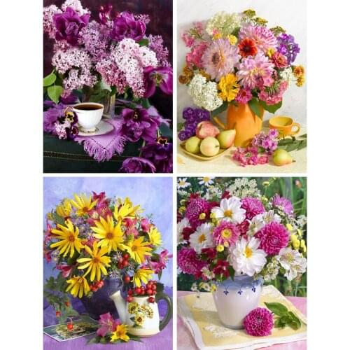 DIY 5D Diamond Painting Flowers Vase Cross stitch Full Drill Square Embroidery Diamond Mosaic Picture of Rhinestones Home Decor