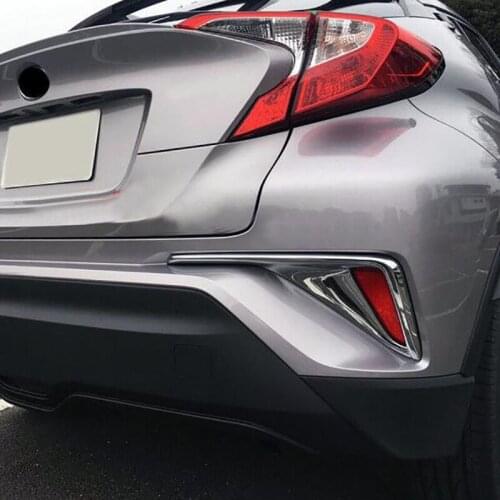 For Toyota C-HR CHR 2016-2017 Chrome Rear Bumper Reflector Fog Light Lamp Cover Trim Molding Garnish Frame Bezel 2PCS