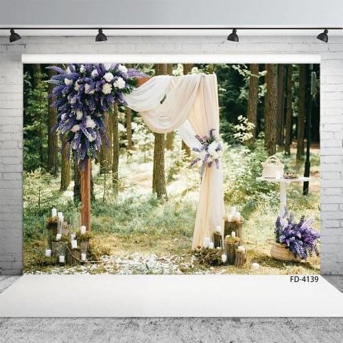Purple Flower White Yarn Forest Wedding Portrait Photography Background Baby Child Photo Backdrop Studio Props Photocall Decor