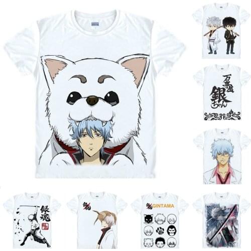Coolprint Anime Shirt GINTAMA Gin Tama Silver Soul T-Shirts Short Sleeve Gintoki Sakata Sadaharu Cosplay Motivs Hentai Shirts