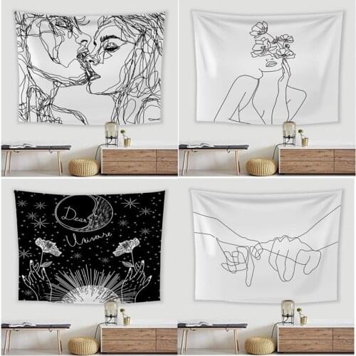 Sexy Tapestry Black White Drawing Wall Hanging Fabric Beach Picnic Sitting Room Decorative Sofa Cover Outside Sitting Cloth
