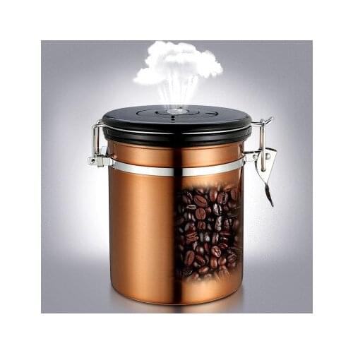 Hot Selling 1.5L Stainless Steel Coffee bean sealed jar with exhaust valve stainless steel sealed jar tea can milk powder can