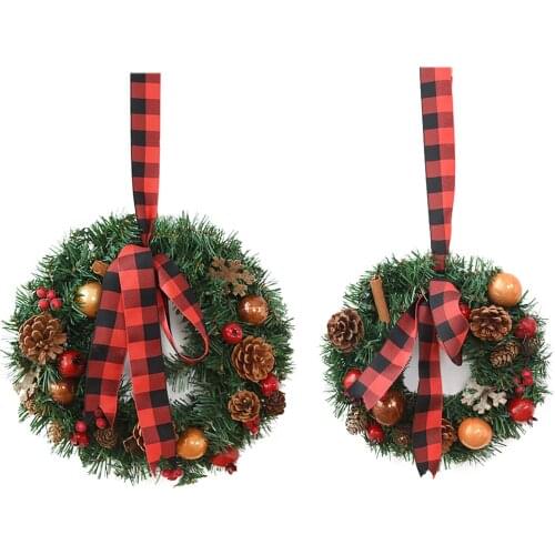 Simulated Natural Pineal Red Fruit Door Decoration Wreath Vivid And Lifelike 35CM/25CM Warm Gift Home Farmhouse Artificial