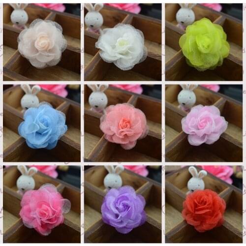 Artificial flowers new hot chiffon with gauze small tea rose silk flower fake flowers simulation side folder hairpin hair diy fl