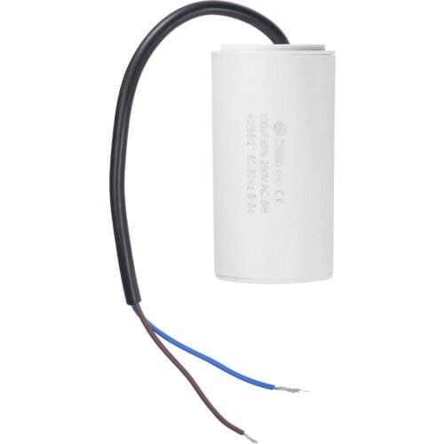 Uxcell CBB60 Run Capacitor 100uF 250V AC 2 Wires 50/60Hz Cylinder 93x49mm White for Air Compressor Water Pump Motor