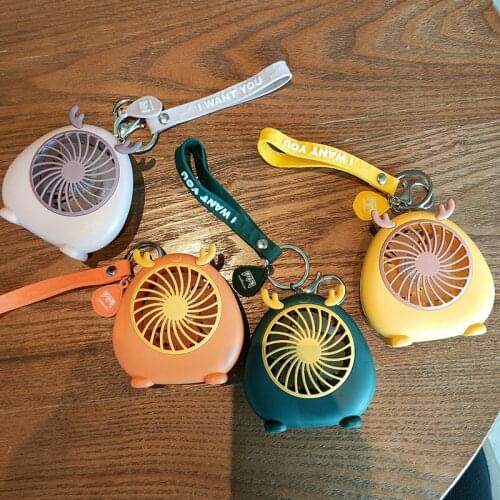 Creative New Fawn Handheld Small Fan USB Charging Student Cartoon Portable Key Chain Mini Fan Gift