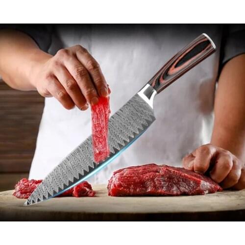 Knife Kitchen Chef Knives 8 inch Japanese Slicing Sashimi Knives Stainless Steel Wooden Handle Laser Pattern Figured knife