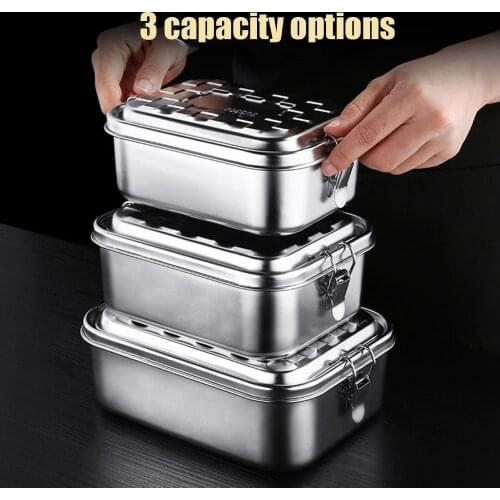 1000/1500/1900ML Lunch Box Food Grade 304 Stainless Steel Anti-leak Bento Box Strong Tightness For Storing Various Fruits Snacks