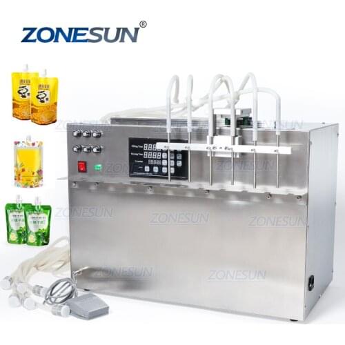 6 Heads Spout Pouch Beverage Bag Liquid Filling Machine Digital Control Compact Precise Numerical Filling Machine