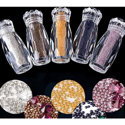 1 Bottle Mini Caviar Beads Crystal Tiny Rhinestones Glass Micro Bead For Nails DIY Colorful 3D Glitter Nail Art Decorations
