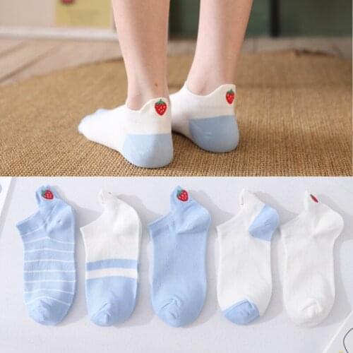 5 pairs of new womens socks Japanese cartoon Doraemon Fruit avocado French fries burger cola Playing cards Funny Ankle socks