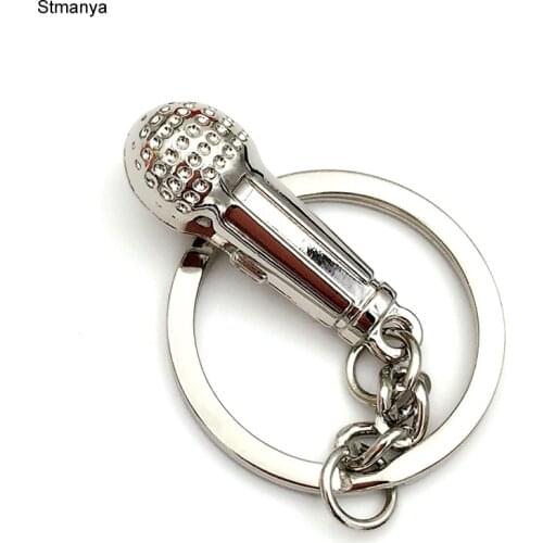 New Best gift Metal Keychain microphone Pendant Car Key Holder Fashion Key Chain mini Lovely Bag Charm Accessories K1718