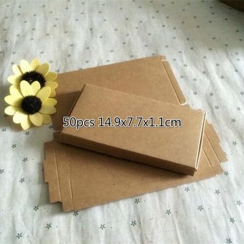 50pcs 14.9x7.7x1.1cm Gift Packaging Kraft Paper Box Jewelry Event Party Wedding Candy Chocolate Baking Cake Diy Soap Packing