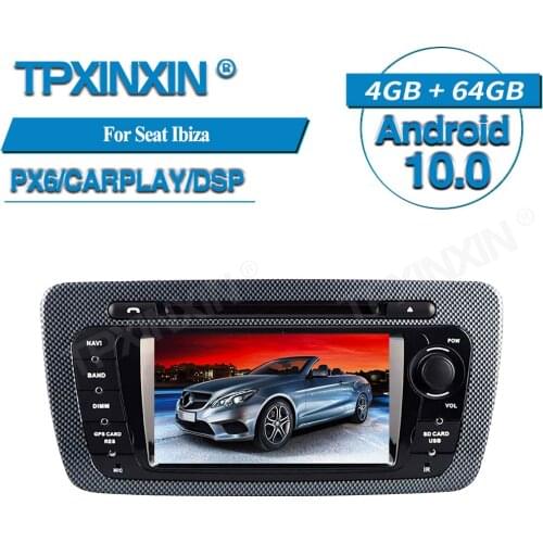 PX6 4+64GB For Seat Ibiza Android 10 Car Multimedia Player GPS Navigation Audio Stereo Screen Head Unit Tape Recorde