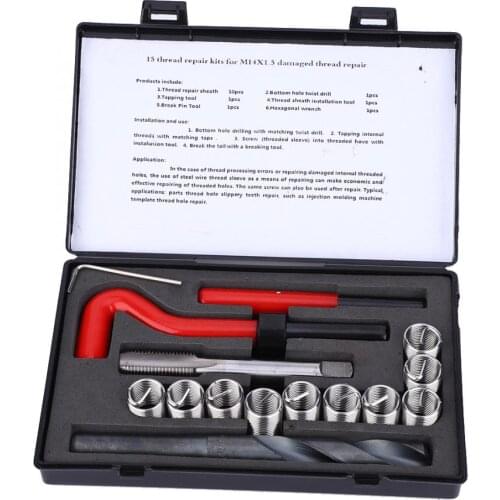 15 Pcs Thread Inserts M14x1.5 Female Thread Repairing Accessory Assortment Kit Thread Repair Tool