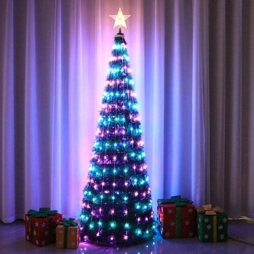 Christmas Decoration 2021 Copper Wire Lights String Flowing Remote Control 16 Color Changes Fairy Light Festoon New year Garland