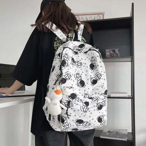 Harajuku Girl Male School Bag Female Graffiti Print Men Backpack Women Book Boy Bag Nylon Ladies Fashion Laptop Backpack Student