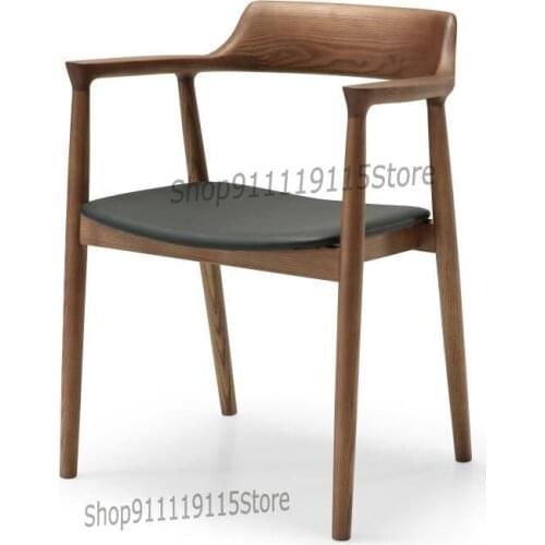 Nordic Solid Wood Dining Chair Hiroshima Chair Black Walnut Ash Japanese Leisure Coffee Shop With Armrest Computer Desk Chair