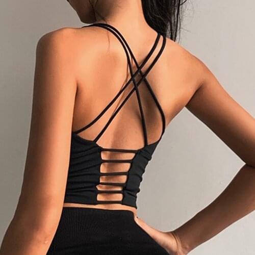 Sports bra crop top Fitness Women Sportswear Gym Crisscross Straps Yoga Tops Female Shockproof Underwear Running Push Up Shirts