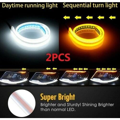 60CM LED Headlight Strip Auto Bulbs DC 12V Flexible Lamp Non-flammable
