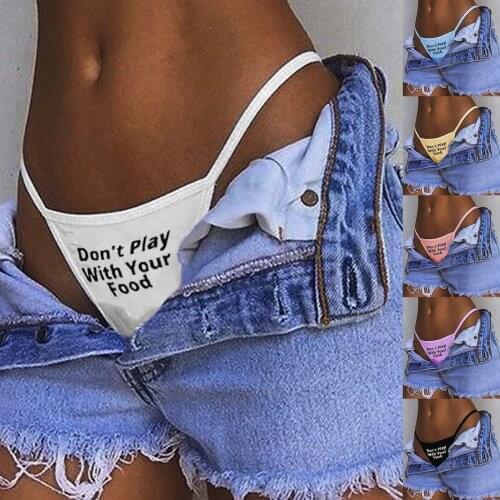 Womens Funny Letter Printing Briefs Sexy Underwear Lingerie Thong Panties Ladies Out Underwear Comfort Cotton Underpants