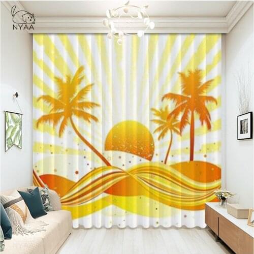 Green Tropical Plants Curtain Wall Hooks Cornices For Curtains On Windows Room Decor Curtains In ChildrenS Room Micro Shading