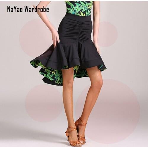 2021 New 1847 Latin Dance Skirt Women Inner Floral Wrinkle and Lotus Design Latin Dance Skirt for Modern dance Performamnce