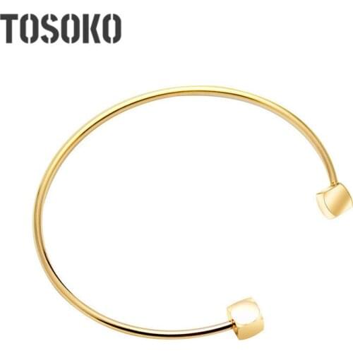 TOSOKO Stainless Steel Jewelry Geometric Square Stacked Bracelet Womens Simple Bracelet BSZ044
