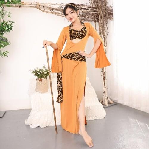 2021 New Belly Dance Costume Female Performance Costume New Rattan Stick Egyptian Folk custom Saidi Robe Dress Set