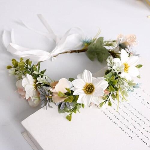 Flowers Crown Festival Headpiece Wedding Party Wreath Hairband Floral Women Girl Hair Accessories Headband Garland Headpiece