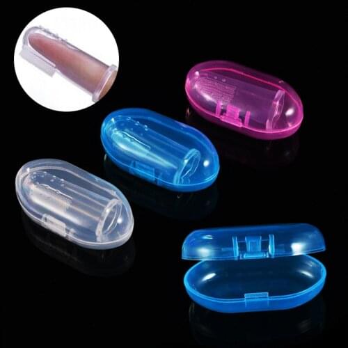 2021 Popular Silicone Baby Finger Toothbrush With Storage Case Useful Soft Children Oral Teeth Cleaning Message Infant Brush