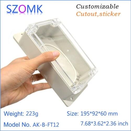 1 piece, 195*92*60mm szomk hot selling waterproof enclosure for electronics junction box abs instrument enclosure pcb box