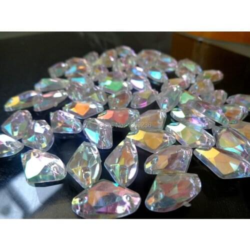150pcs 12*19mm Galactic shape Sew on Acrylic Crystal ABcolour Rhinestones For Hand Sewing Stones Strass Diamond m95