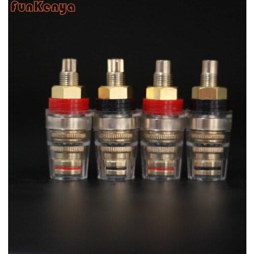 2 Pair Pure Copper Crystal Terminal Amplifier Terminal Dia 10.5mm Terminal Speaker Post with Crystal Ant Oxidation Jacket