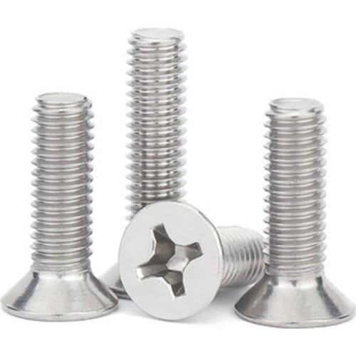 2pcs M10 316 stainless steel Phillips countersunk screws cross flat head screw mechanical bolts bolt GB819-85 25mm-100mm long