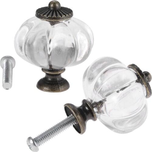 20pcs-1pc Transparent Pumpkin Knob Acrylic+Alloy Clear Handle Pulls Cabinet Drawer Decor Kitchen Dresser Clothes Hooks w/screws