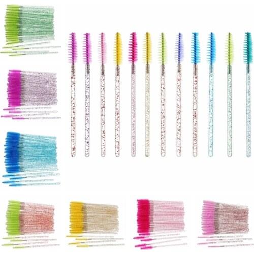 200pcs Disposable Eyelash Brushes Mascara Wand Crystal Eye Makeup Brushes For Eyebrows/Eyelashes Lashes Extension Cosmetic Tools