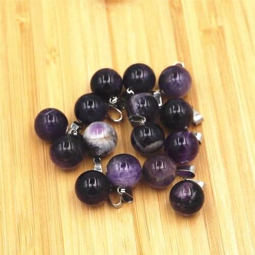 2021 New Fashion Natural Stone Round Spherical Pendant for Jewelry Making 12 Pcs/batch Wholesale Free Shipping Healing Crystals