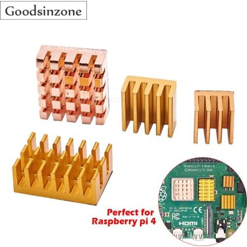 4Pcs/Pack) Raspberry Pi 4 Model B 4B Heat Sink Kit, Copper + aluminum Heatsink Heatsinks Set (4Pcs/Set)