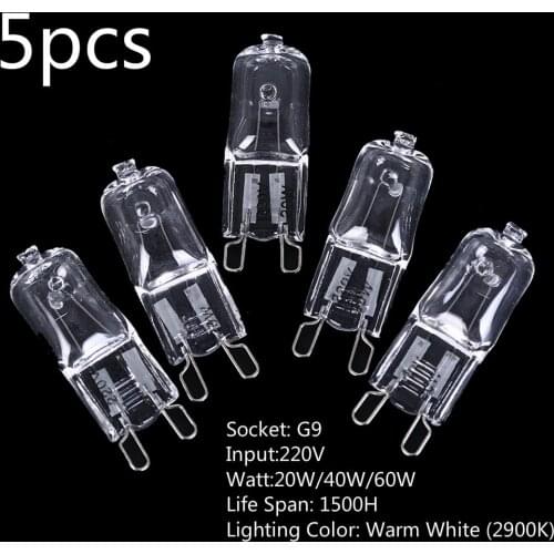 5pcs/lot For Wall Lamp Clear Glass Each With An Inner Box Dimmable G9 Halogen Bulb 20W/40W/60W 220V 2900K Warm White